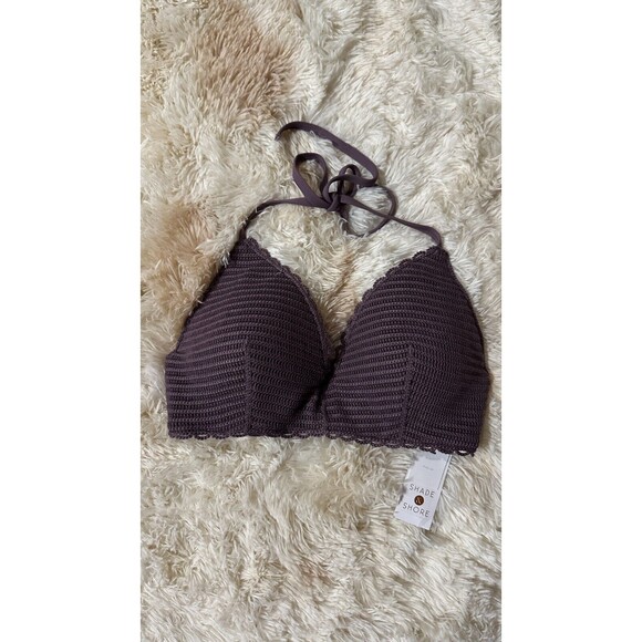Shade & Shore Crochet Bikini Top  Push Up Swim Top Triangle Top Size 34D - Picture 1 of 3